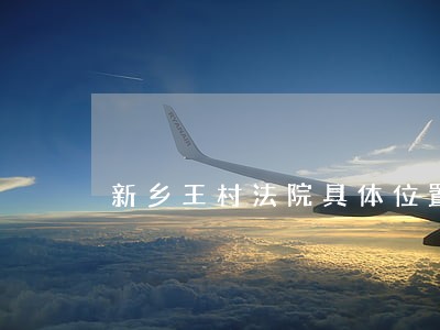新乡王村法院具体位置