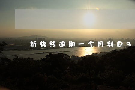 新快线逾期一个月利息3千 新快线逾期一个月利息3千