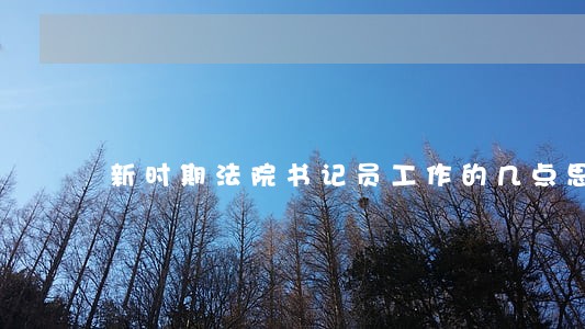 新时期法院书记员工作的几点思考 新时期法院书记员工作的几点思考
