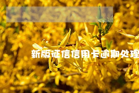新版征信信用卡逾期处理 新版征信信用卡逾期处理