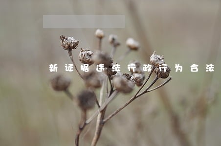 新证据违法行政行为合法性 新证据违法行政行为合法性