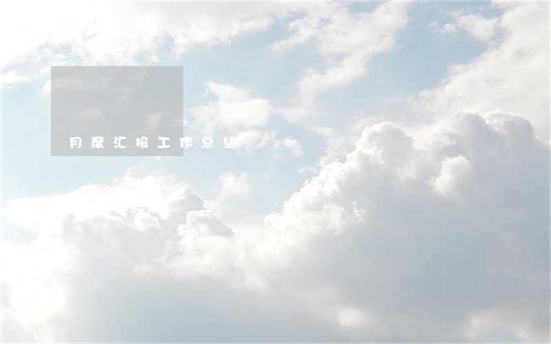 月度汇报工作总结 月度汇报工作总结