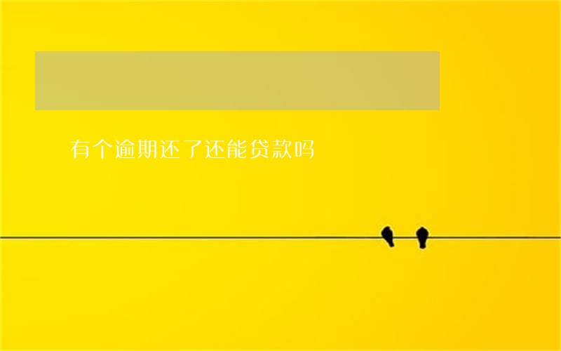有个逾期还了还能贷款吗 有个逾期还了还能贷款吗
