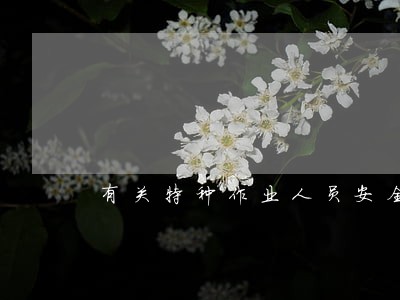 有关特种作业人员安全法规