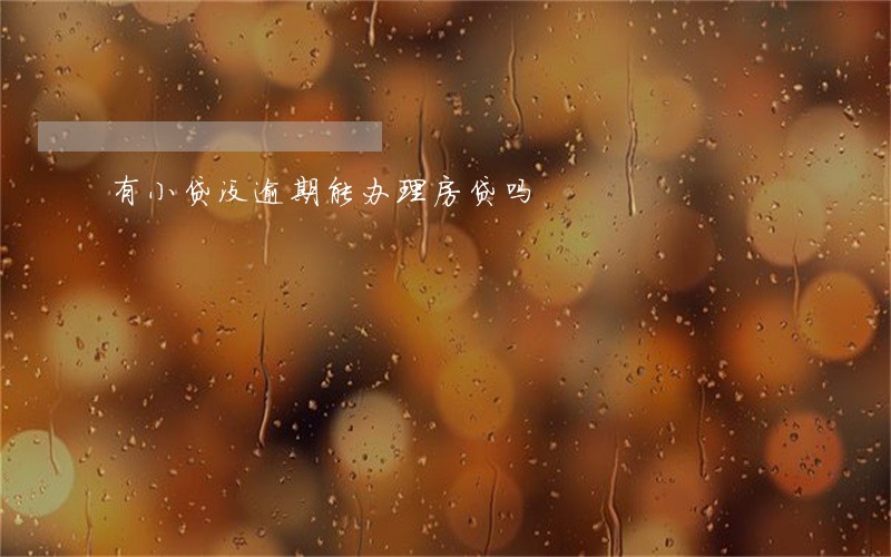 有小贷没逾期能办理房贷吗 有小贷没逾期能办理房贷吗