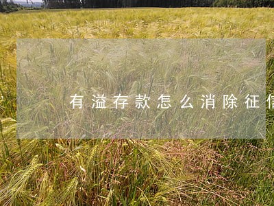 有溢存款怎么消除征信系统逾期 有溢存款怎么消除征信系统逾期