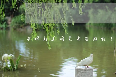 有谁知道网黑有逾期能下的口子 有谁知道网黑有逾期能下的口子