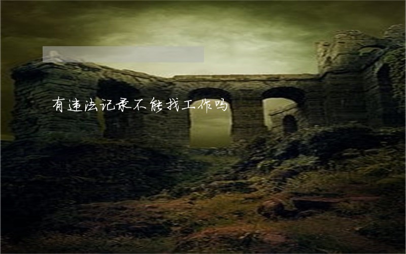 有违法记录不能找工作吗