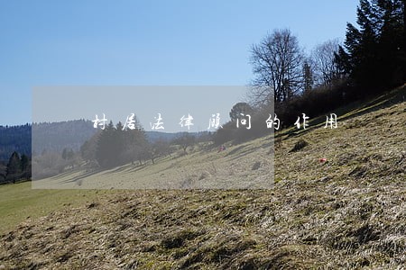 村居法律顾问的作用 村居法律顾问的作用