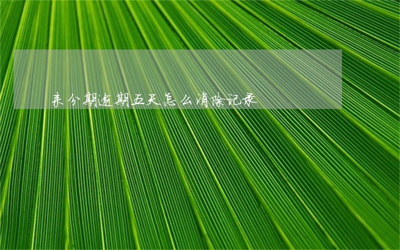 来分期逾期五天怎么消除记录