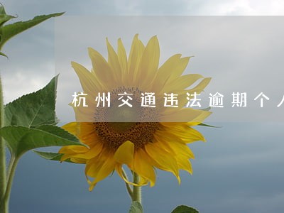 杭州交通违法逾期个人征信 杭州交通违法逾期个人征信