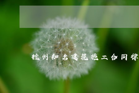 杭州知名建筑施工合同律师推荐 杭州知名建筑施工合同律师推荐