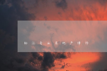 松江专业房地产律师 松江专业房地产律师