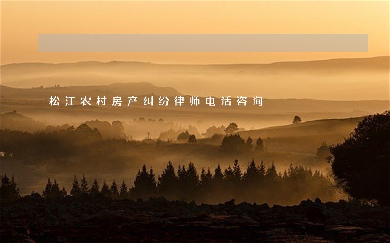 松江农村房产纠纷律师电话咨询 松江农村房产纠纷律师电话咨询