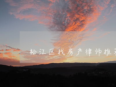松江区找房产律师推荐 松江区找房产律师推荐