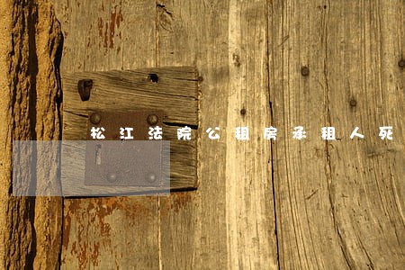 松江法院公租房承租人死亡案件