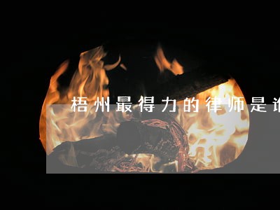 梧州最得力的律师是谁
