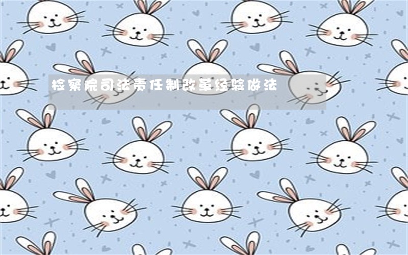 检察院司法责任制改革经验做法