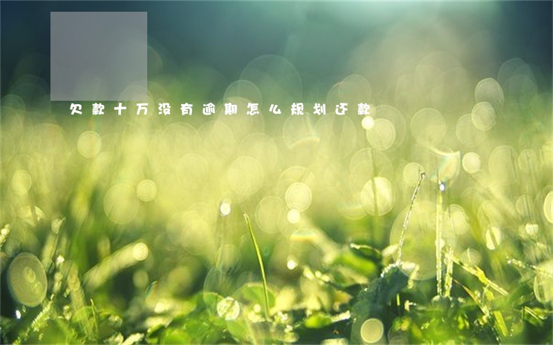 欠款十万没有逾期怎么规划还款