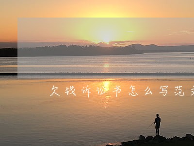 欠钱诉讼书怎么写范文 欠钱诉讼书怎么写范文