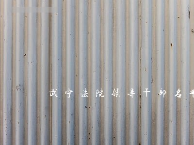 武宁法院领导干部名单 武宁法院领导干部名单