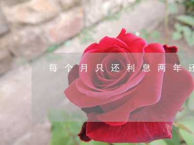 每个月只还利息两年还本金 每个月只还利息两年还本金