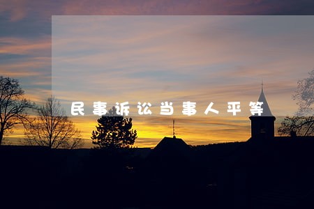民事诉讼当事人平等 民事诉讼当事人平等