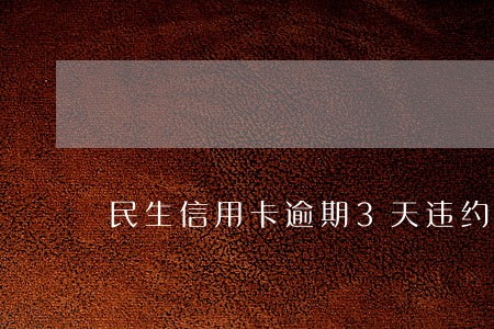民生信用卡逾期3天违约金 民生信用卡逾期3天违约金