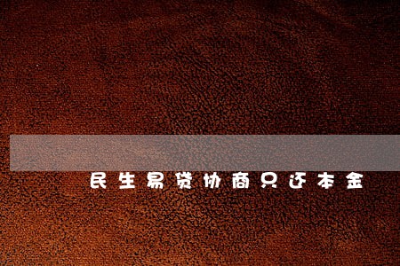 民生易贷协商只还本金 民生易贷协商只还本金
