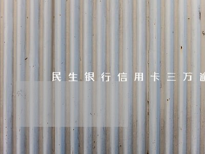 民生银行信用卡三万逾期怎么办 民生银行信用卡三万逾期怎么办