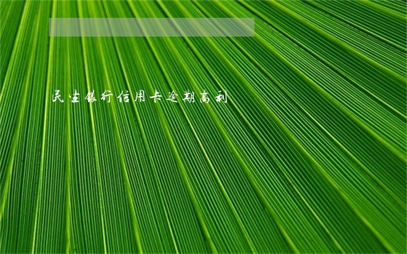 民生银行信用卡逾期高利 民生银行信用卡逾期高利