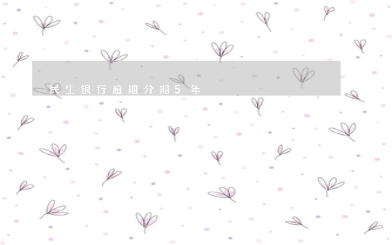 民生银行逾期分期5年 民生银行逾期分期5年