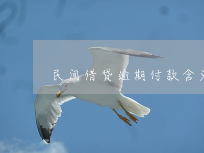 民间借贷逾期付款含义 民间借贷逾期付款含义