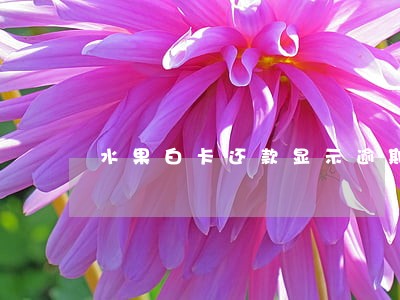 水果白卡还款显示逾期 水果白卡还款显示逾期