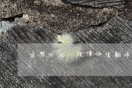 求帮忙把一段律师信翻译成英语 求帮忙把一段律师信翻译成英语