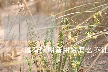 没有逾期备用金怎么不让用了呢 没有逾期备用金怎么不让用了呢