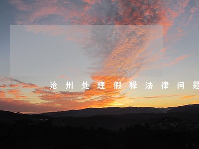 沧州处理假释法律问题律师 沧州处理假释法律问题律师