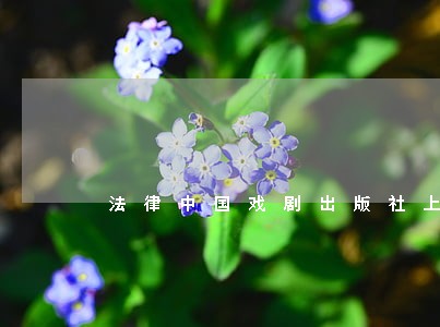 法律中国戏剧出版社上海人民出版社 法律中国戏剧出版社上海人民出版社