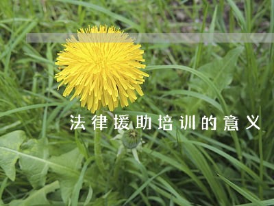 法律援助培训的意义