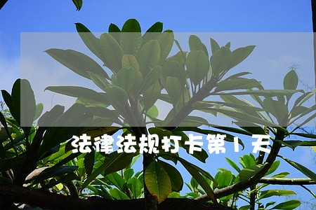 法律法规打卡第1天