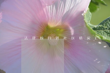 法律顾问进社区情况汇报 法律顾问进社区情况汇报