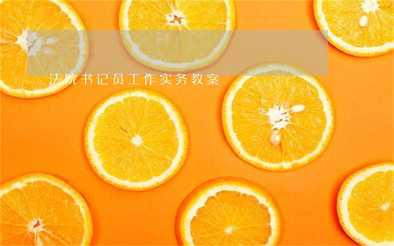 法院书记员工作实务教案