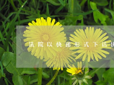 法院以快递形式下达执行通知书 法院以快递形式下达执行通知书