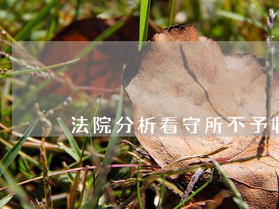 法院分析看守所不予收押 法院分析看守所不予收押