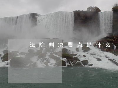 法院判决要点是什么 法院判决要点是什么