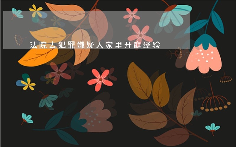 法院去犯罪嫌疑人家里开庭经验