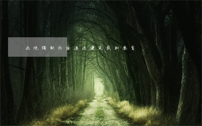 法院强制拆除违法建筑裁判要旨 法院强制拆除违法建筑裁判要旨