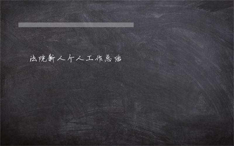 法院新人个人工作总结 法院新人个人工作总结