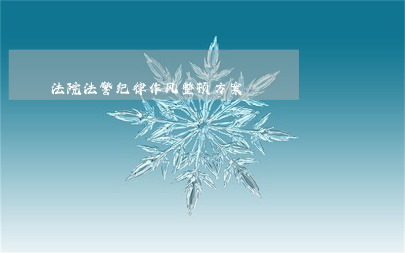 法院法警纪律作风整顿方案 法院法警纪律作风整顿方案