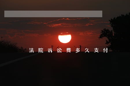 法院诉讼费多久支付 法院诉讼费多久支付